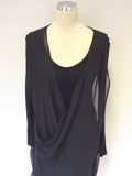 RELIGION BLACK STRETCH JERSEY WITH SHEER PANEL OVERLAY DRESS SIZE XS
