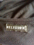RELIGION BLACK STRETCH JERSEY WITH SHEER PANEL OVERLAY DRESS SIZE XS