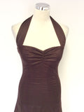 KAREN MILLEN BROWN HALTERNECK SPECIAL OCCASION DRESS SIZE 10