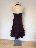 KAREN MILLEN BROWN HALTERNECK SPECIAL OCCASION DRESS SIZE 10