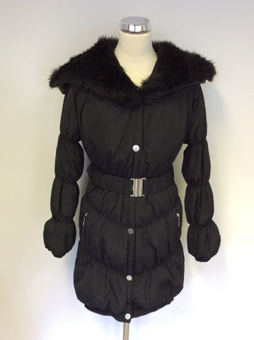 STAR BY JULIEN MACDONALD BLACK FEATHER & DOWN PADDED COAT SIZE 8