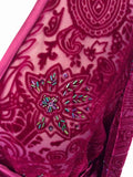 EAST DARK PINK SILK & VELVET BEADED & SEQUINED WRAP AROUND TOP SIZE 18