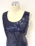 DEBUT DARK BLUE HAND EMBELISHED SEQUINED DRESS SIZE 16