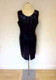 DEBUT DARK BLUE HAND EMBELISHED SEQUINED DRESS SIZE 16