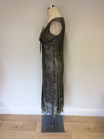 DESIGNER PADDY CAMPBELL SILVER GREY LACE DRESS SIZE 10