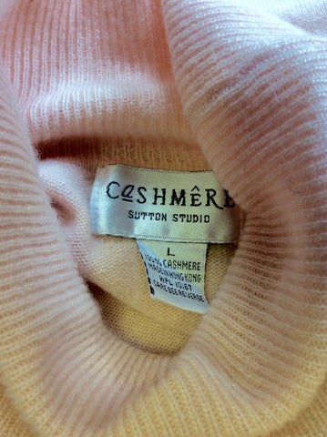 CASHMERE SUTTON STUDIO LIGHT PINK POLO NECK JUMPER SIZE L