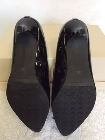 BRAND NEW J WEST BLACK PATENT LEATHER & GOLD BUCKLE HEELS SIZE 3/35