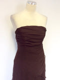 BRAND NEW COAST ISABELLA BROWN SILK STRAPLESS/ STRAPPY LONG DRESS SIZE 10