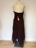 BRAND NEW COAST ISABELLA BROWN SILK STRAPLESS/ STRAPPY LONG DRESS SIZE 10