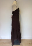 BRAND NEW COAST ISABELLA BROWN SILK STRAPLESS/ STRAPPY LONG DRESS SIZE 10
