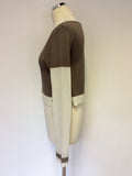 SARAH PACINI LIGHT BROWN & WHITE COTTON CROPPED JUMPER ONE SIZE