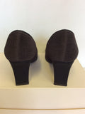 RODO BROWN FABRIC PLEATED UPPER & LEATHER HEELS SIZE  5/38