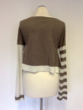 SARAH PACINI LIGHT BROWN & WHITE COTTON CROPPED JUMPER ONE SIZE