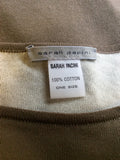 SARAH PACINI LIGHT BROWN & WHITE COTTON CROPPED JUMPER ONE SIZE