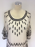 MATTHEW WILLIAMSON WHITE & BLACK EMBROIDERED SILK DRESS SIZE 4 UK 8/10