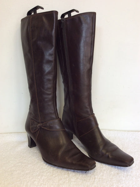 GABOR DARK BROWN LEATHER KNEE LENGTH BOOTS SIZE 7.5/41