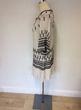 MATTHEW WILLIAMSON WHITE & BLACK EMBROIDERED SILK DRESS SIZE 4 UK 8/10