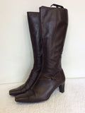 GABOR DARK BROWN LEATHER KNEE LENGTH BOOTS SIZE 7.5/41