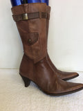 PIED A TERRE TAN BROWN LEATHER CALF LENGTH BOOTS SIZE 5/38