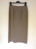 CERRUTI CLUB LIGHT BROWN WOOL BLEND LONG PENCIL SKIRT SIZE 12