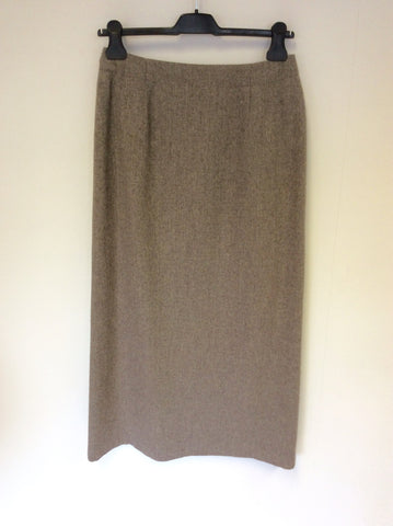 CERRUTI CLUB LIGHT BROWN WOOL BLEND LONG PENCIL SKIRT SIZE 12