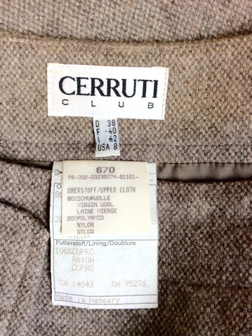 CERRUTI CLUB LIGHT BROWN WOOL BLEND LONG PENCIL SKIRT SIZE 12
