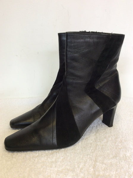 CLARKS BLACK LEATHER & SUEDE TRIM ANKLE BOOTS SIZE 8/42