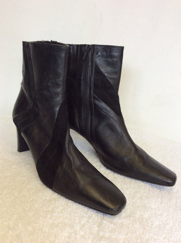 CLARKS BLACK LEATHER & SUEDE TRIM ANKLE BOOTS SIZE 8/42