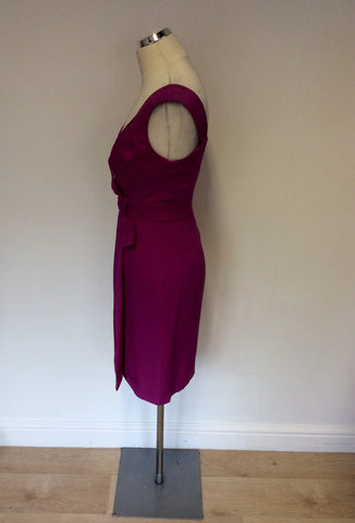 HOBBS PINK SPECIAL OCCASION SILK PENCIL DRESS SIZE 8