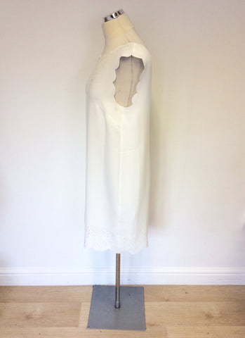 REISS VITA OFF WHITE LASER CUT OUT DETAIL DRESS SIZE 12