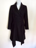 ALL SAINTS BLACK WOOL BLEND OBIA COAT SIZE 6