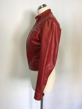 VALI RED LEATHER ZIP UP BIKER STYLE JACKET SIZE 12