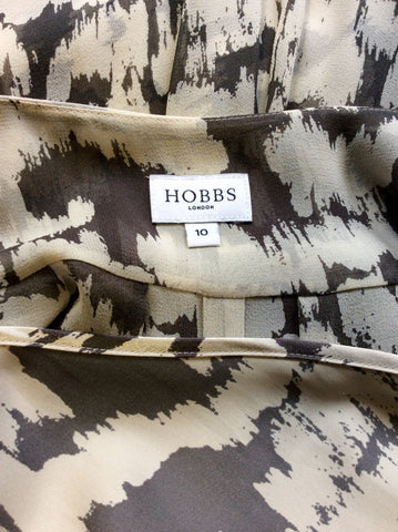 HOBBS IVORY & DARK GREY PRINT SILK WRAP DRESS SIZE 10