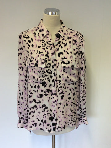 WHISTLES PINK LEOPARD PRINT SILK BLOUSE SIZE 10