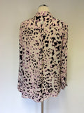 WHISTLES PINK LEOPARD PRINT SILK BLOUSE SIZE 10