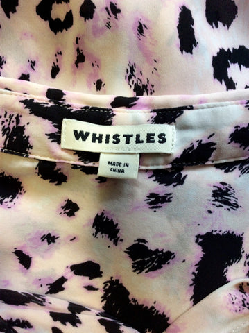 WHISTLES PINK LEOPARD PRINT SILK BLOUSE SIZE 10