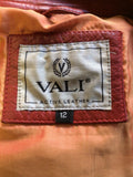 VALI RED LEATHER ZIP UP BIKER STYLE JACKET SIZE 12