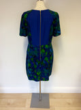 WHISTLES BLUE,TURQOUISE,GREEN & LILAC PRINT DRESS SIZE 14