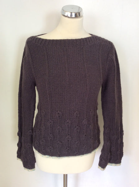 NOA NOA MULBERRY WIDE SCOOP NECK COTTON & LACE TRIM WOOL BLEND  JUMPER SIZE M