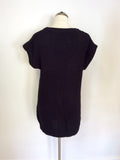 COS BLACK SCOOP NECK CHUNKY KNIT CAP SLEEVE JUMPER SIZE S