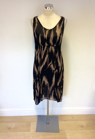 MINT VELVET BLACK & CAMEL PRINT DRESS SIZE 12