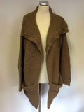 WHISTLES BROWN CHUNKY KNIT CARDIGAN SIZE 2 UK 12/14