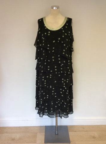 JACQUES VERT DARK GREY & LIGHT GREEN SPOTTED SPECIAL OCCASION DRESS SIZE 20