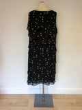 JACQUES VERT DARK GREY & LIGHT GREEN SPOTTED SPECIAL OCCASION DRESS SIZE 20