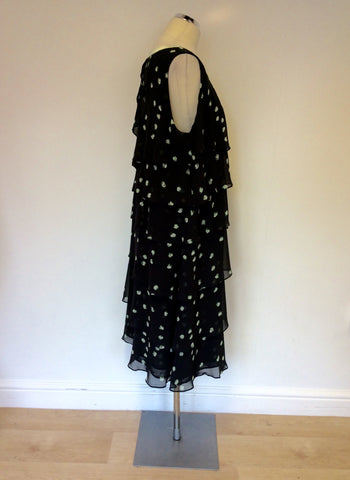 JACQUES VERT DARK GREY & LIGHT GREEN SPOTTED SPECIAL OCCASION DRESS SIZE 20