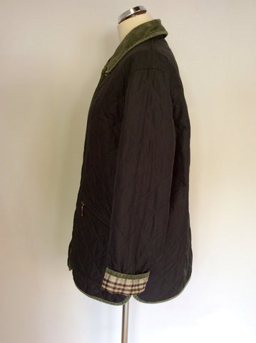 EASTEX DARK GREEN & CHECKED REVERSIBLE QUILTED JACKET SIZE 14