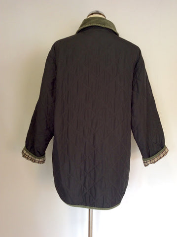 EASTEX DARK GREEN & CHECKED REVERSIBLE QUILTED JACKET SIZE 14