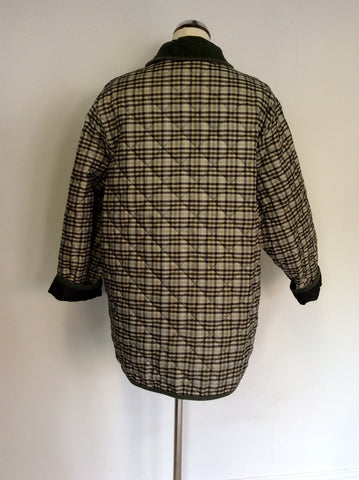 EASTEX DARK GREEN & CHECKED REVERSIBLE QUILTED JACKET SIZE 14