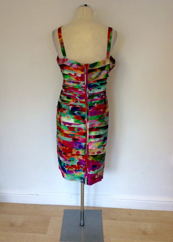 CONDICI HOT PINK SILK JACKET & MULTI COLOURED PRINT DRESS SIZE 20