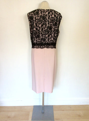 BASLER LIGHT PINK AND BLACK LACE DRESS AND JACKET SUIT SIZE 20